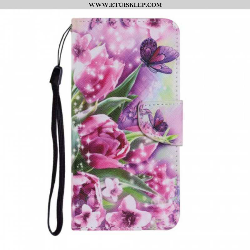 Etui Folio do Samsung Galaxy S22 Ultra 5G Motyle I Tulipany